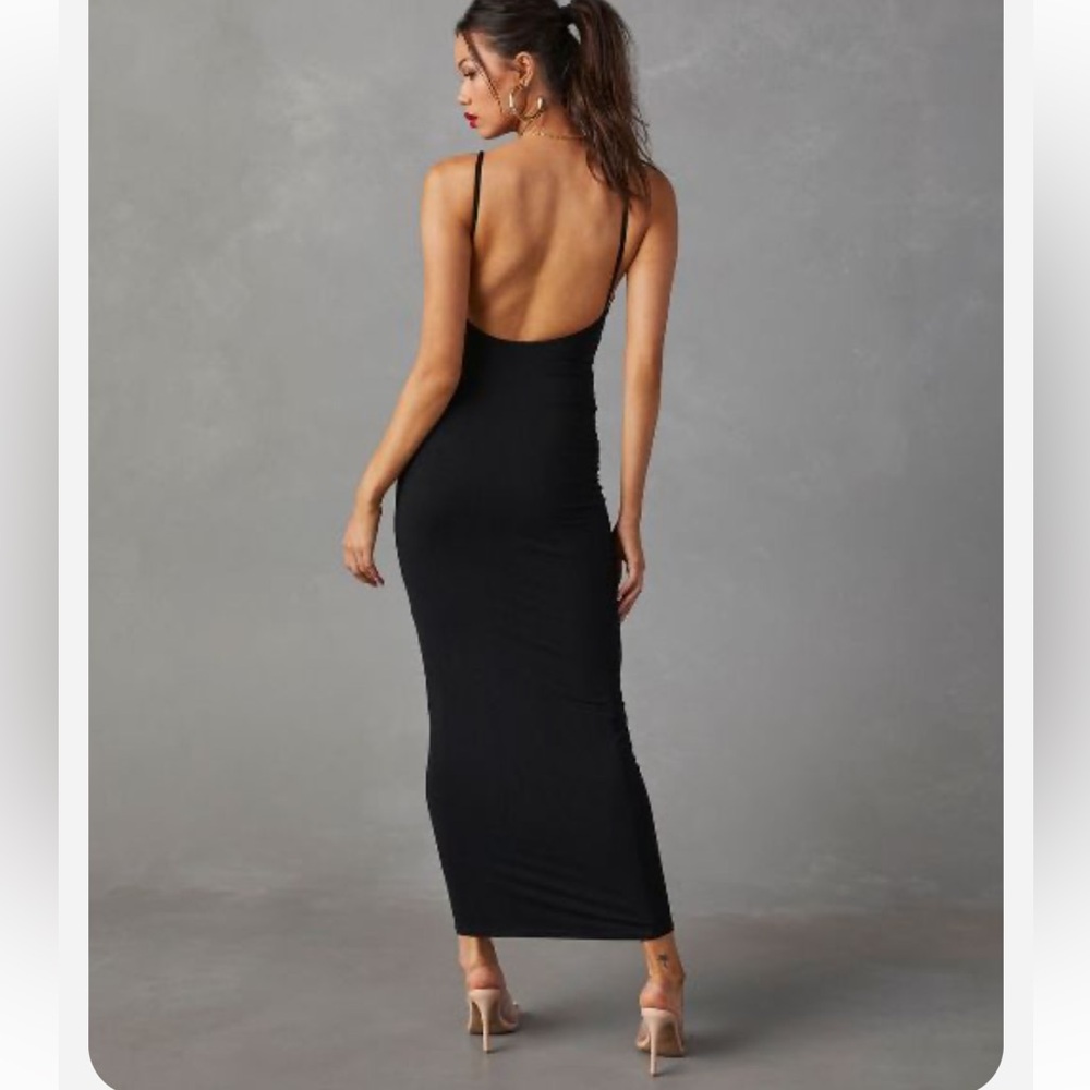 Amiah Low Back Maxi Dress - Black - Picture 3 of 7